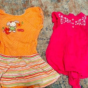 One onesie dress and one onesie with match skirt